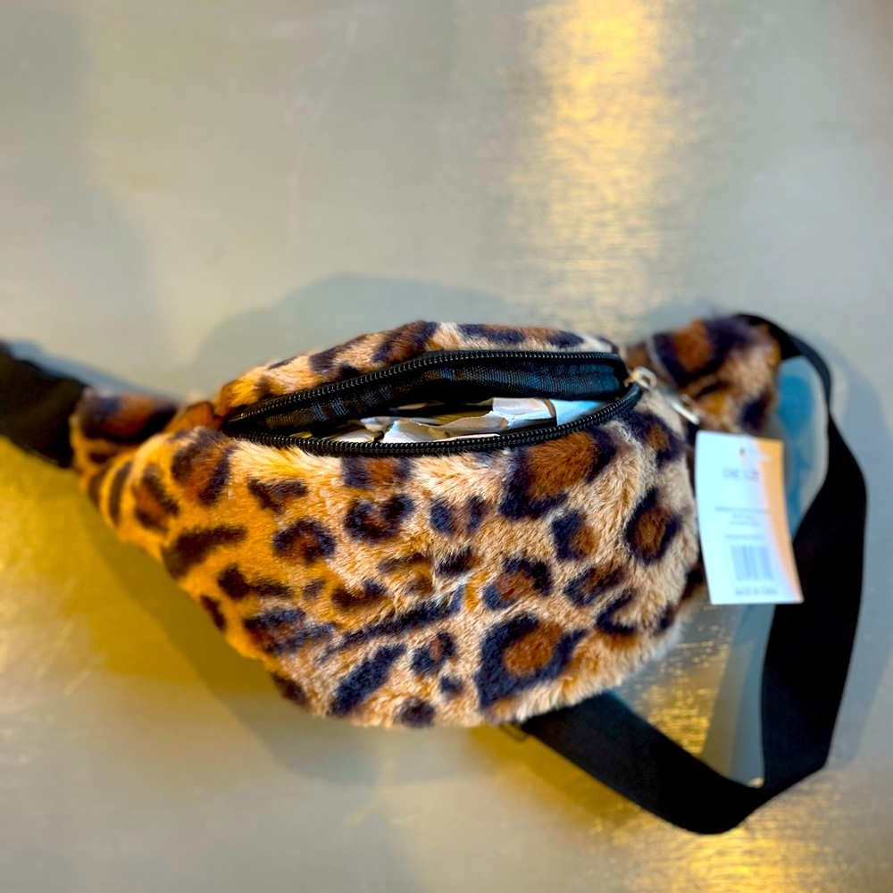 Leopard Print, Black, Brown, Rust and Tan Fanny Pack